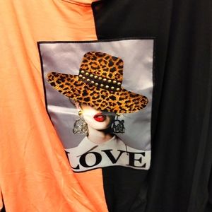 Loose Fit Two Colored Shirt 3D Beaded Hat Design